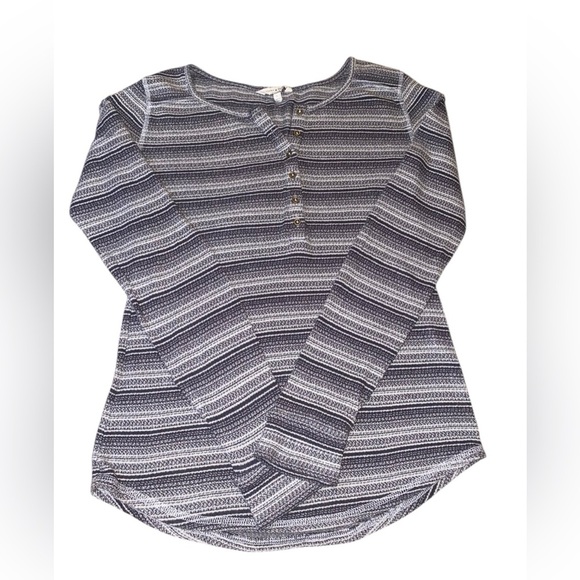 Lucky Brand Tops - Lucky Brand Gray Striped Long Sleeve Blouse